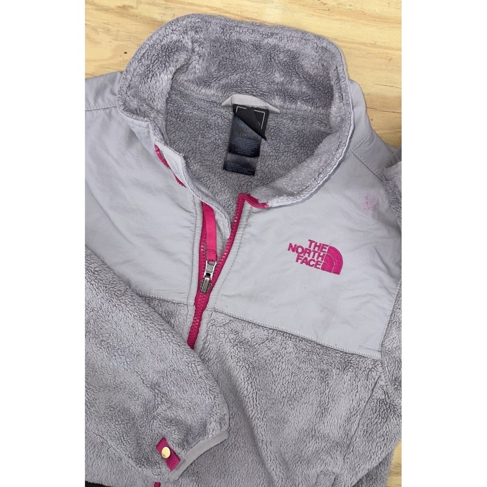 The North Face Girls Denali Fleece Jacket Grey Pink Full Zip Size Large 14/16